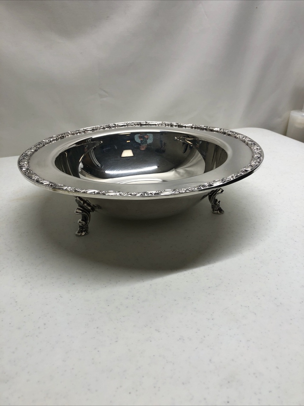 Vintage WM Rogers Silver Plated Footed Vegetable Bowl Victorian Rose 1962 #1935